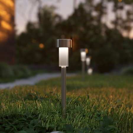 Flash Furniture Outdoor LED Solar Lights, Stainless Steel, PK 12 DN-SL104-12-SS-GG